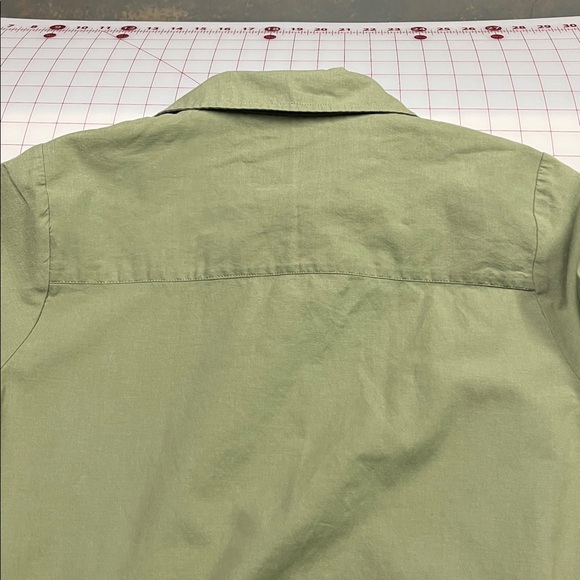 ABERCROMBIE & FITCH Career Preppy 100% Cotton Olive Long SLV Belted Shirtdress M - Picture 9 of 16